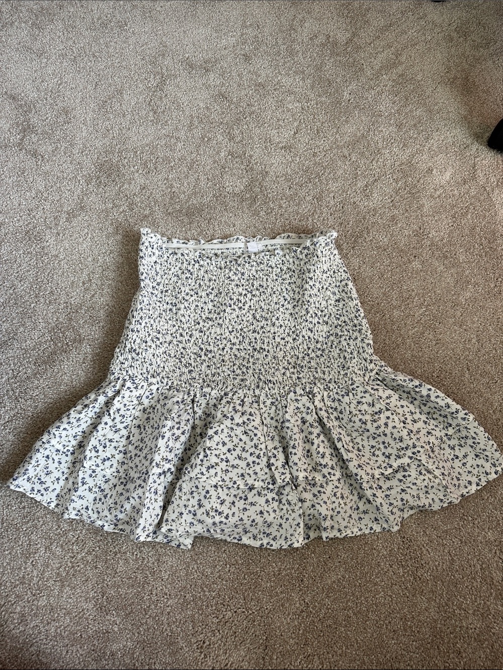 Garage White Mini Skirt with Blue Floral Print